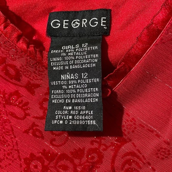 Girls’ Red Sparkly Dress Cap Sleeve Handkerchief Hem Tie Waist Festive Size 12 - Picture 6 of 10